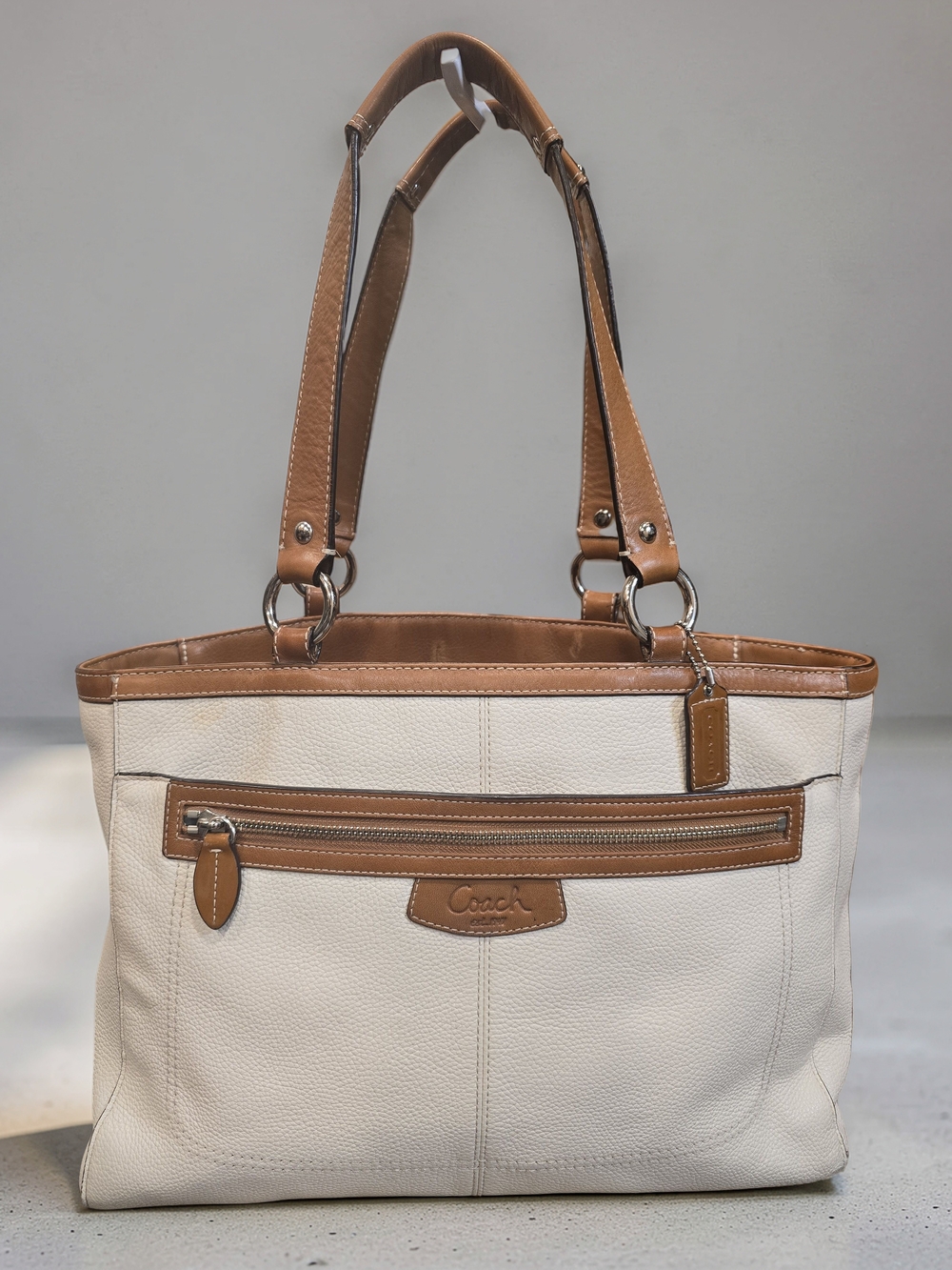 Coach Penelope Cream Pebbled Leather Tote Bag